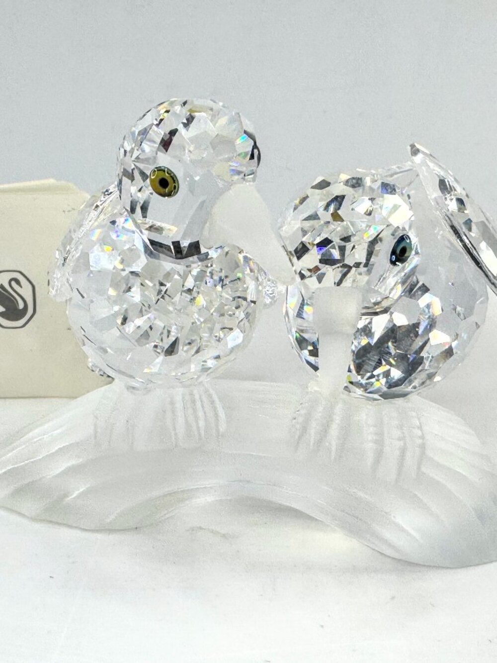 Swarovski Crystal "Turtledoves Amour" Figurine 1989 Retired Mint COA S287